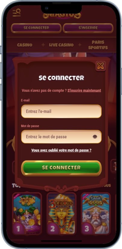 Se connecter à l'application mobile de Magius Casino