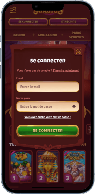 Se connecter à l'application mobile de Magius Casino