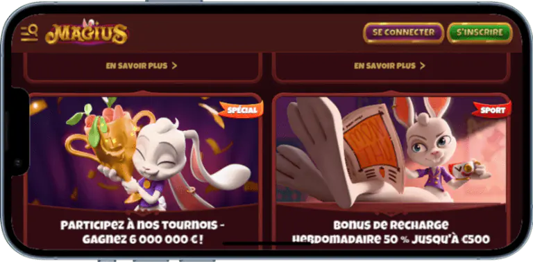 Bonus et Promotions sur la version Mobile de Magius Casino